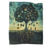 Tree Representing Personal Growth, Reconciliation Concept Pattern Blanket Knowledge And Understanding Symbol Novel Design Dormitory Soft Comfortable Fluffy Bedding Four Seasons 60x80inch(150x200cm)