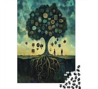 Tree Representing Personal Growth, Reconciliation Concept Puzzle 38x26cm/1000pcs Erwachsene Knowledge And Understanding Symbol Puzzle,Home Decor