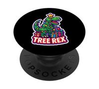Tree Rex Tyrannosaurus T-rex Dinosaur Christmas Wordplay Pun PopSockets Adhesive PopGrip