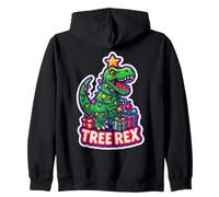 Tree Rex Tyrannosaurus T-rex Dinosaur Christmas Wordplay Pun Zip Hoodie