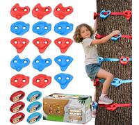 Tree Rock Climbing Kit for Kids - 15PCS Climbing Holds & 6 Ratchet Straps | No-Drill Tree Climbing Rocks | Outdoor Ninja Warrior Course | Birthday Gift for Boys Girls Ages 3+