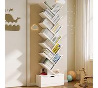 Tree shelf, Tree Shaped Standing Shelf, Creative Tree Shaped Bookcase Shelf, Standing Bookcase, Tree Shaped Storage Shelf for Bedroom, Living Room and Home Office (Color : White, Size : 14 floors)