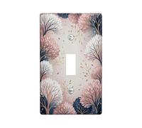Tree Single Light Switch Cover Plate, Floral Elegant Flowers Leaves Spring Peach Plastic Standard Size Toggle Light Switch Cover for Home Living Room Bedroom Bathroom Decor (Single)