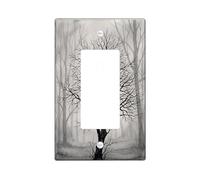 Tree Single Rocker Light Switch Cover, Autumn Gothic Branches Fog Autumn Black Plastic Standard Size Switch Plate Decorative for Home Living Room New Apartment Decor
