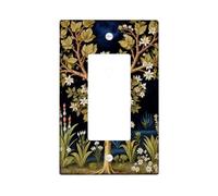 Tree Single Rocker Light Switch Cover, Nature Artistic Flowers Leaves Spring Green Plastic Standard Size Accents Wall Switch Plates for New Apartment Home Bedroom Office Decor