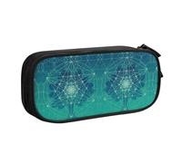 Tree Space Icon Large Capacity Double Layer Pencil Case,Customizable Full Print Polyester Fabric Organizer-School, Office, Travel Makeup Pouch