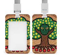 Tree Spirit Totem ID Badge Holder with Vertical Card Badge Holder Waterproof Plastic Card Sleeve Badges Protector Case Name Tag ID Card Holder for Office Doctor Nurse Teachers