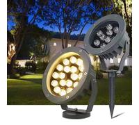 Tree Spotlight LED Beam Spotlight - Round Outdoor LED Flood Light, AC 220V IP65 Waterproof Triple Plug-in Tree Lamp, Garden Courtyard Greening Lawn Projection Tree Landscape Spotlight(White,A-18W)