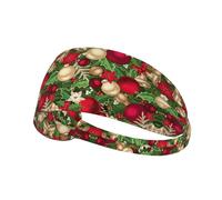 Tree Spruce Leaves Balls Flowers Berry Printed Running Headband Women, Foldable Adjustable Width, Non Slip for Workout Washing and Spa