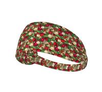 Tree Spruce Leaves Balls Flowers Berry Printing Elastic Sports Headband With Stretch Band Perfect For Helmets Running Cycling Gym Workouts