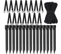 Tree Stake Kit with Plastic Stakes, Straps and Rope for Supporting Saplings and Young Trees to Help Prevent Damage from Harsh Weather