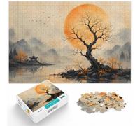 Tree standing tall against sunset wabi sabi a Jigsaw Puzzle, 1000 Piece | For the festive season, this adult jigsaw puzzle with 1000 pieces turns winter leisure into a focused activity.