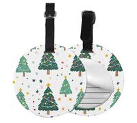 Tree Star Round Luggage Tag Christmas PU Leather Travel Bag Tag ID Labels Name Card Holder wtih Buckle for Luggage Suitcase Backpacks