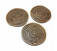 Tree Stump Garden Stepping Stones, Set of 3, 31 cm Recycled Rubber, Weatherproof Outdoor Pathway Discs for Lawns and Borders