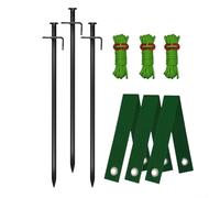 Tree Stump Support Kit 9pcs with Iron Nails and Nylon Rope for Tree Anchoring and Stability During Strong Winds (Black Nails A)