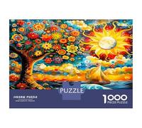 Tree Sun Wave Flower 1000pc Classic Jigsaw Puzzle Vibrant Nature Harmony Jigsaw Puzzle Bundle Extra-Thick Cardboard Collector Mind Relaxation Travel Office Break Holiday 38x26cm/1000p