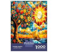 Tree Sun Wave Flower 1000pc Premium Jigsaw Puzzle Vibrant Nature Harmony Puzzle for Adults Recycled Cardboard Family Puzzle Lovers Brain Training Holiday Activity Office Break 70x50cm