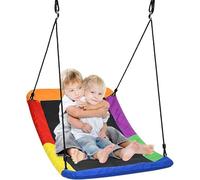 Tree Swing for Kids and Adult, Adjustable Heavy Duty Large Rectangle Swing Seat with Hanging Ropes, Easy Setup, Flat Swingset for Indoor Outdoor Backyard