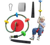 Tree Swing for Kids Backyard Single Disc Rope Climbing Seat for Tree Indoor Outdoor Playground Swing Set Accessories with Thickening Strap-Red