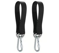 Tree Swing Straps Hanging Kit 2 pcs Hammock Strap Swing Rope 33.5 x 2.5 cm | with 2 Carabiner Hooks and 4 D-rings,for Garden,Swings,Hammocks,Black,Not Easy to Damage, Polyester and Stainless Steel