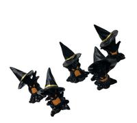 Tree Table Decor Set, Five Halloween Figurines with Pointed Hat, Resin Accent Group for Mantel Corner Celebration Scenes Tree Decor Halloween Figurine Ornament Shelf Accent Gothic Tabletop