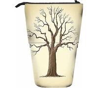 Tree Telescopic Pencil Stationery Case Pens Storage Box with Zipper Closure for Women Men Boys Girls Branch Old Nature Wood Foliage Botanical Environment Season Timber Ecology