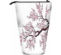 Tree Telescopic Pencil Stationery Case Pens Storage Box with Zipper Closure for Women Men Boys Girls Cherry Japanese Blossom Branch Flower Bud Twig Foliage Bloom Nature
