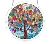Tree Themed Suncatchers Acrylic Puzzle Puzzle Wall Decoration with Hanging Chain Decorative Sun Catchers Ornament Early Childhood Education Toy