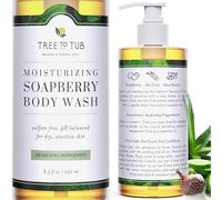 Tree To Tub Peppermint Body Wash for Sensitive Skin & Dry Skin - pH Balanced Moisturizing Body Wash, Hydrating Sulfate Free Vegan Body Soap for Women & Men w/Organic Shea Butter, Natural Aloe Vera