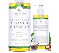Tree To Tub Peppermint Shampoo for Oily Hair & Sensitive Scalp - Gentle Clarifying for Build Up, Sulfate Free Anti Residue for Women & Men With Organic Argan Oil, Natural Aloe Vera