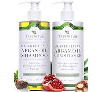 Tree To Tub Sulfate Free Shampoo and Conditioner Set for Oily Hair, Frizz, Sensitive Scalp - Hydrating Argan Oil Shampoo and Conditioner for Women & Men w/Organic Coconut Oil, All Natural Peppermint