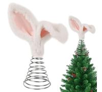 Tree Topper, Plush Tree Topper, Cute Bunny Ears Christmas Plush Metal Rabbit Ornament for Holiday Home Decoration Party Supplies