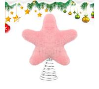 Tree Topper - Plush with Metal Spring - Plush Star Topper Christmas Decorations,for Indoor Outdoor Party Desk Table Living Room Office Bar Restaurant Apartment
