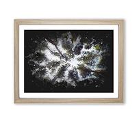 Tree Tops Paint Splash Modern Art Framed Print | A3 Oak Framed Wall Art | Ready to Hang | Modern Floral Picture | Living Room Bedroom Lounge Office
