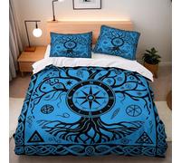 Tree Totem Single Duvet Cover Set 150x200 cm with 2 Pillow Cases 50x75 cm 3D Print Tree Viking Bedding Set Microfibre Machine Washable with Hidden Zip Corner Ties Children's Rooms Dorms Beds