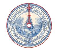 Tree Tree Skirt, Christmas Traditional Holly People Xmas Blue Under Holiday Decorations for Home Church Indoor Outdoor Festival Party Decor 48 Inch