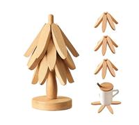 Tree Trivet Set Foldable Natural Coasters