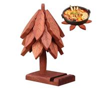 Tree Trivet Set - Wooden Non Slip Insulated Coaster with 1 Stand | Heat Resistant Mat with Phone Holder Design,for Home Restaurant Kitchen Cooking Eating Table Hot Dishes Teapot