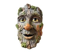Tree Trunk Face Sculpture - Outdoor Resin Garden Art Maskz, Weatherproof Tree Decoration Figurine, Wall Mounted Bark Style Ornament | Home Garden Walkway Patio Yard Landscape Creative Display Use