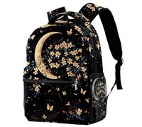 Tree under a Crescent Moon with Flowers and Butterflies Backpack for Teen Girls Boys, School Bag for Elementary Middle Students