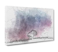 Tree Under The Cosmos In Abstract Modern Art Canvas Wall Art Print Ready to Hang, Framed Picture for Living Room Bedroom Home Office Décor, 30x20 Inch (76x50 cm)