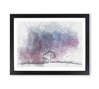 Tree Under The Cosmos In Abstract Modern Art Framed Wall Art Print, Ready to Hang Picture for Living Room Bedroom Home Office Décor, Black A4 (34 x 25 cm)