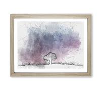 Tree Under The Cosmos In Abstract Modern Art Framed Wall Art Print, Ready to Hang Picture for Living Room Bedroom Home Office Décor, Oak A2 (64 x 46 cm)