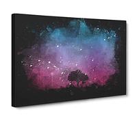 Tree Under The Cosmos Paint Splash Canvas Print | Gallery Wrapped 30mm Frame Wall Art | 20x14 inches | Ready to Hang | Modern Landscape Picture | Living Room Bedroom Lounge Office
