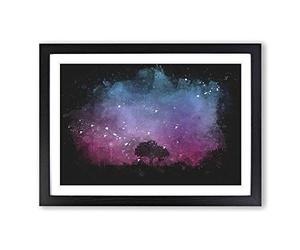 Tree Under The Cosmos Paint Splash Framed Print | A2 Black Framed Wall Art | Ready to Hang | Modern Space Picture | Living Room Bedroom Lounge Office
