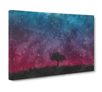Tree Under The Cosmos Painting Modern Art Canvas Wall Art Print Ready to Hang, Framed Picture for Living Room Bedroom Home Office Décor, 24x16 Inch (60x40 cm)