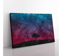 Tree Under The Cosmos Painting Modern Art Canvas Wall Art Print Ready to Hang, Framed Picture for Living Room Bedroom Home Office Décor, 50x35 cm (20x14 Inch)