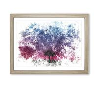 Tree Under The Cosmos Watercolour Modern Framed Wall Art Print, Ready to Hang Picture for Living Room Bedroom Home Office Décor, Oak A4 (34 x 25 cm)