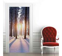Tree View Door Stickers for Interior Doors Winter Snow Scene 3D Door Decals Art Sticker Self Adhesive Door Murals for Bedrooms Living Room Bathroom Home Decor 86 x 200 cm 4379A