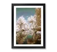 Tree View In Kerala India In Abstract Modern Framed Wall Art Print, Ready to Hang Picture for Living Room Bedroom Home Office Décor, Black A4 (34 x 25 cm)